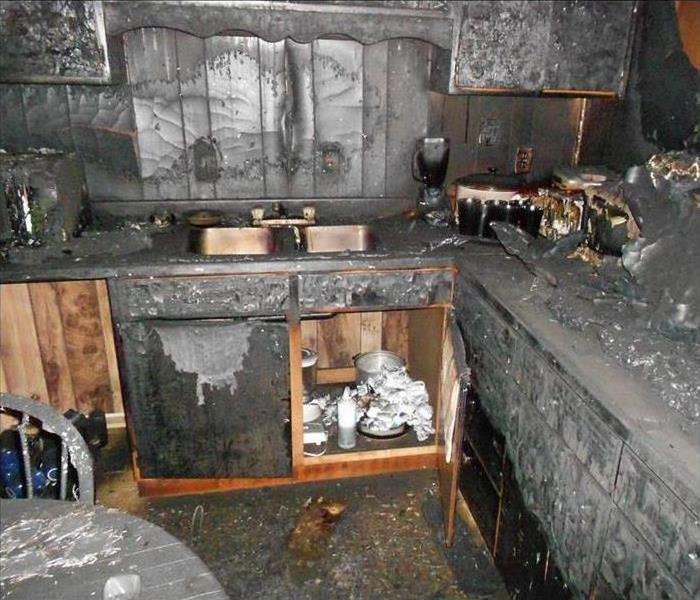 burned out kitchen area